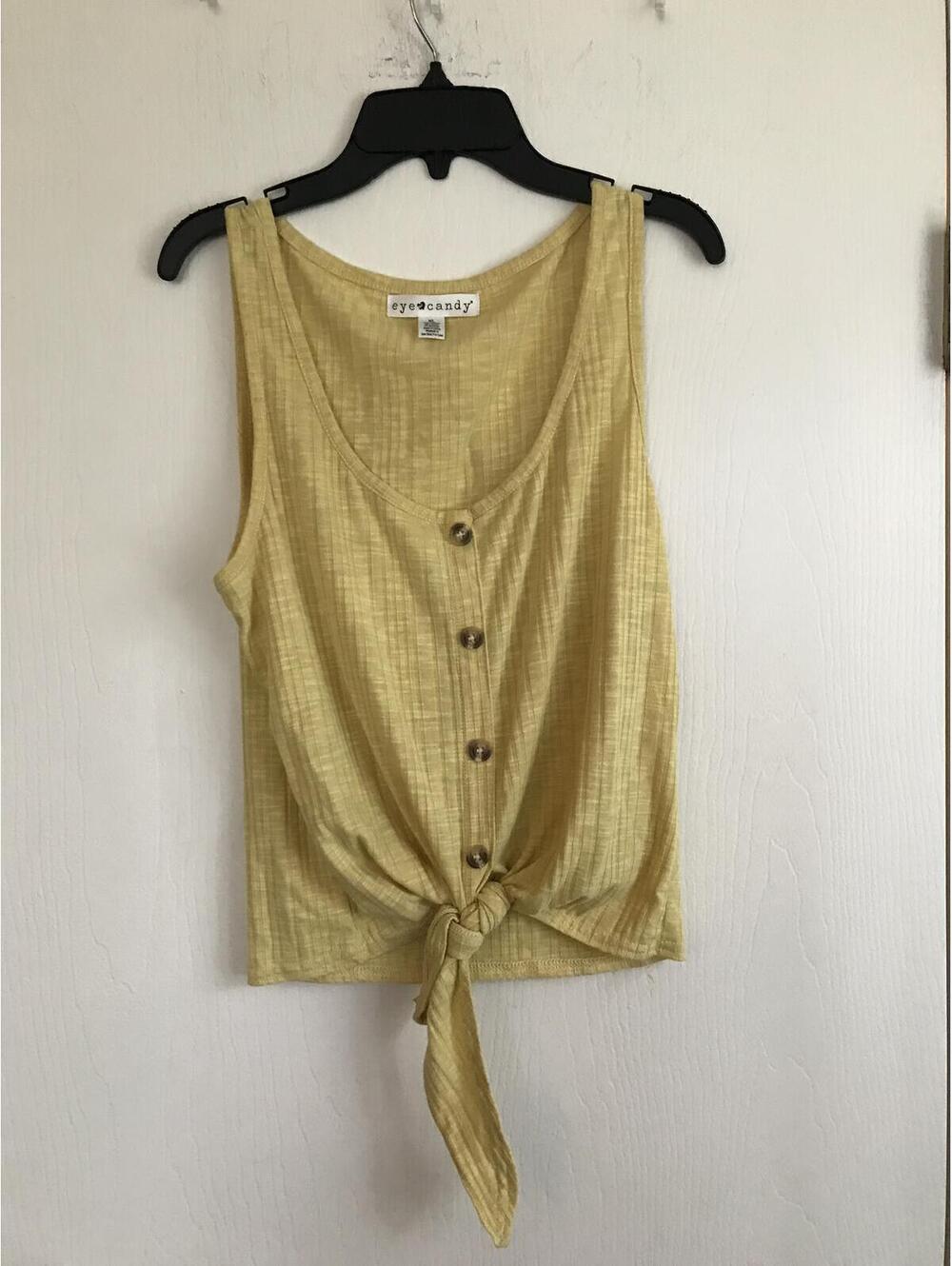 Eye Candy Yellow Button-Front Tie-Front Tank Top XL